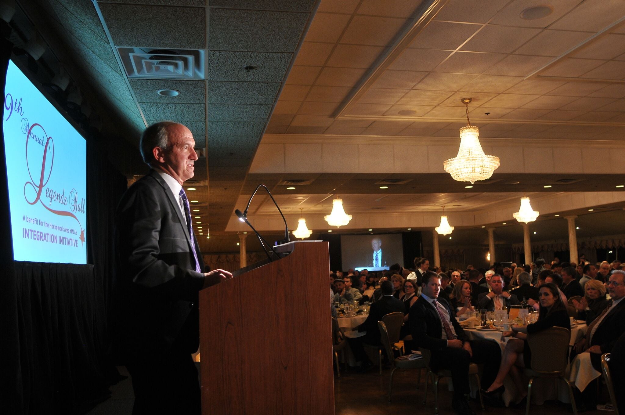 A corporate gala in the Grand Ballroom at Lake Pearl Wrentham