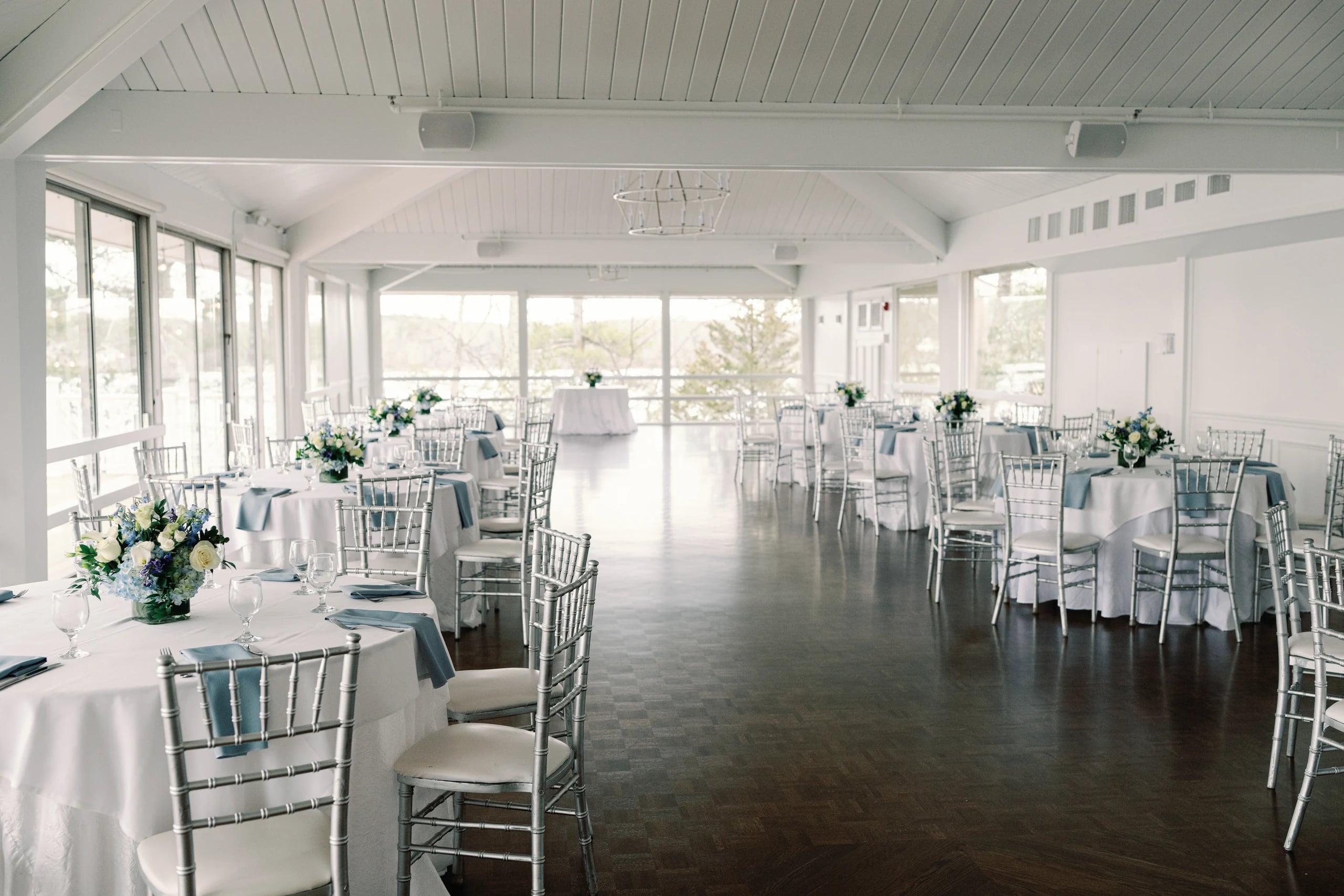 Tree Top Room reception at Lake Pearl Wrentham, intimate ballroom with woodland views through the windows